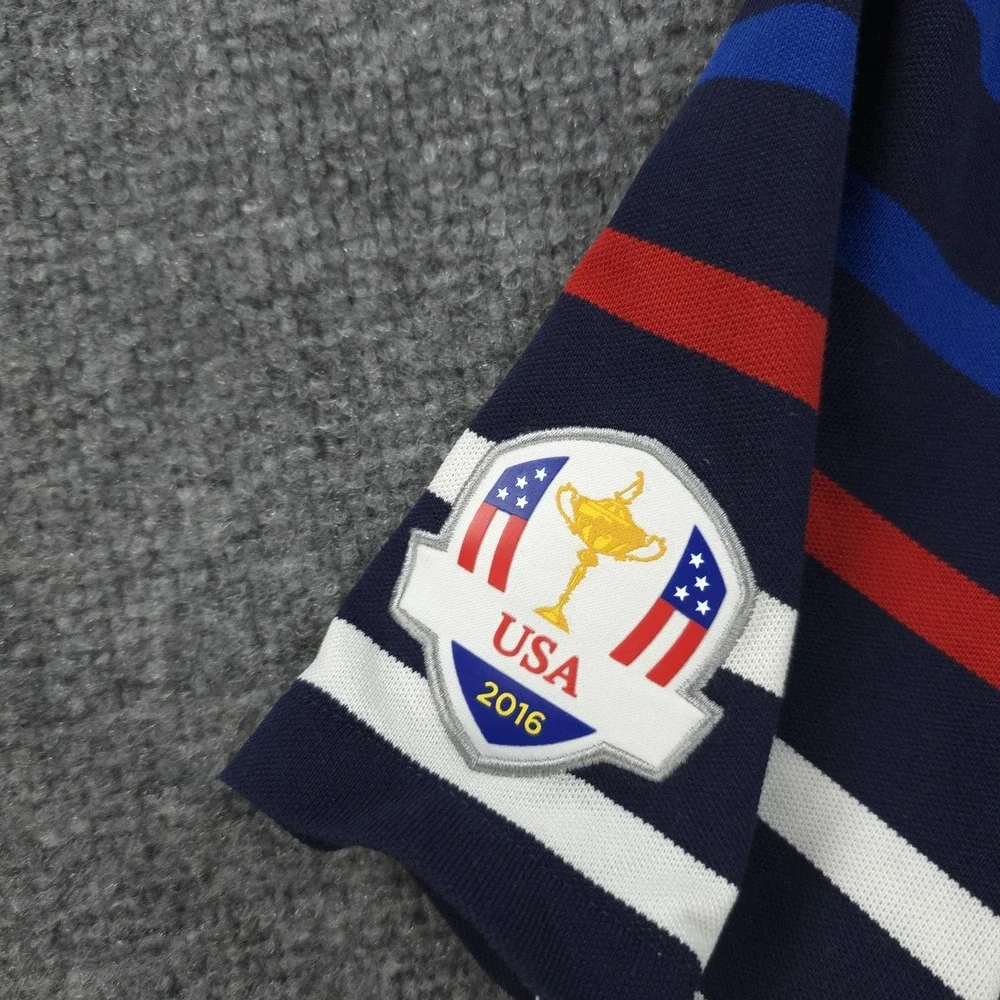 Polo Golf Ralph Lauren Shirt Mens M‎ Navy Stripe 2016 USA Performance Golfing